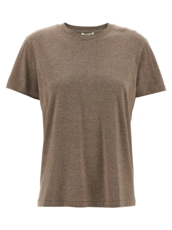 Mélange cotton t-shirt AURALEE Beige