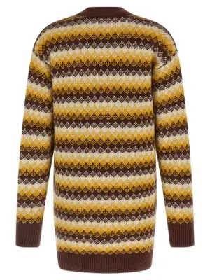 Jacquard cardigan A25AC03ECBURGUNDYYELLOW AURALEE Multicolor