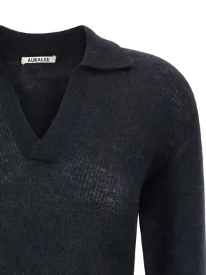 Tam yarn polo shirt Woman AURALEE Blue