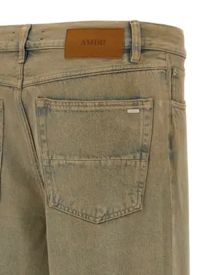 Wide leg jeans 100% cotton AMIRI Beige