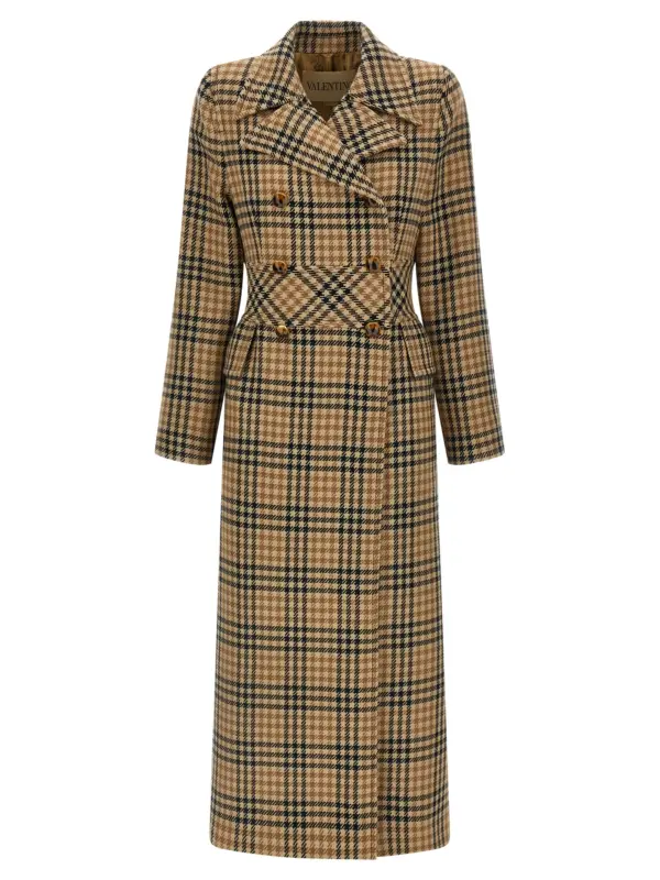 Valentino Garavani Houndstooth Wool coat VALENTINO GARAVANI Brown
