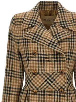 Valentino Garavani Houndstooth Wool coat Woman VALENTINO GARAVANI Brown
