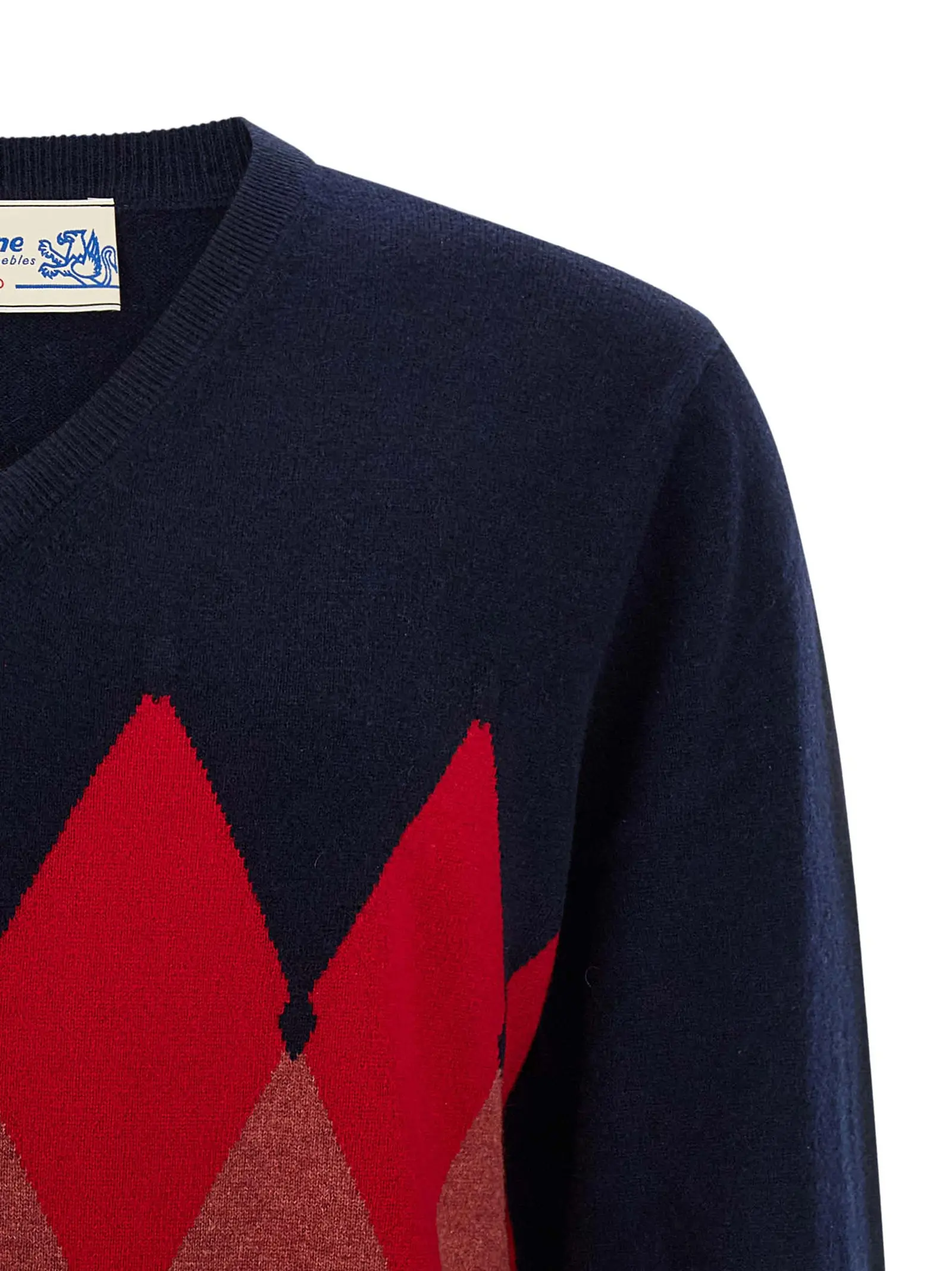 Светр Ballantyne Argyle pattern Синій 3 Argyle pattern sweater Man BALLANTYNE Blue