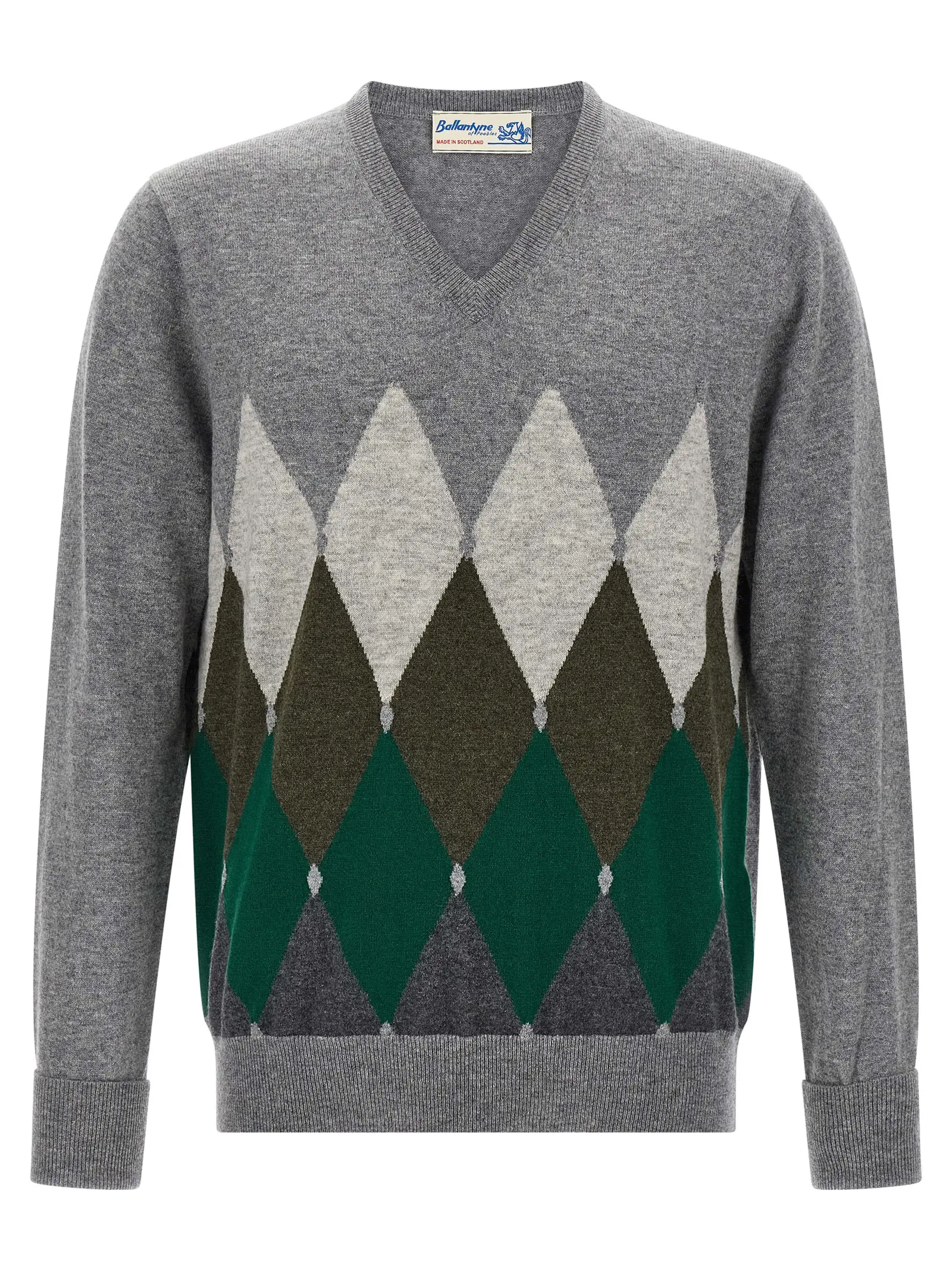 Светр Ballantyne Argyle pattern Сірий 1 Argyle pattern sweater BALLANTYNE Gray