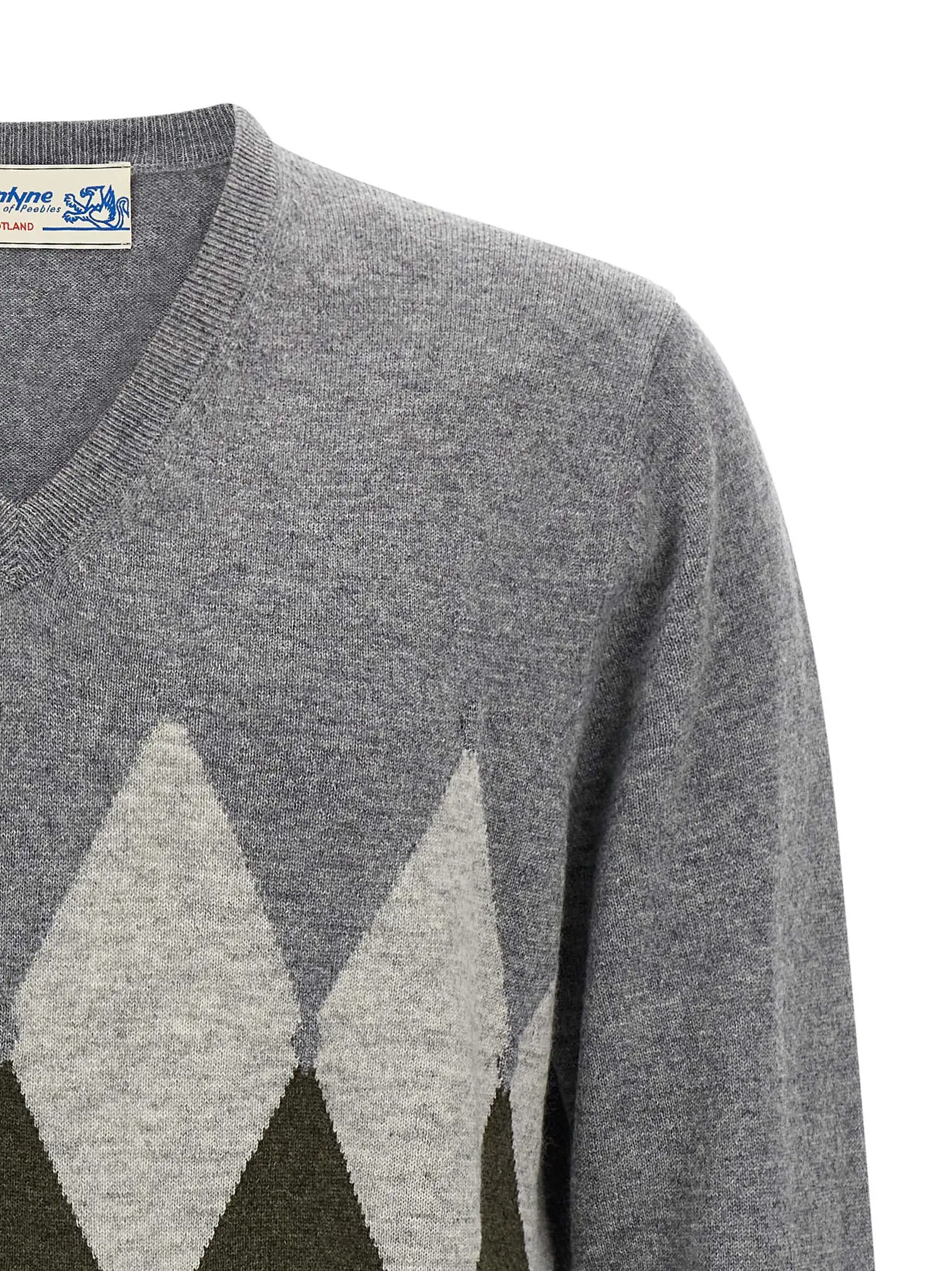 Светр Ballantyne Argyle pattern Сірий 3 Argyle pattern sweater Man BALLANTYNE Gray