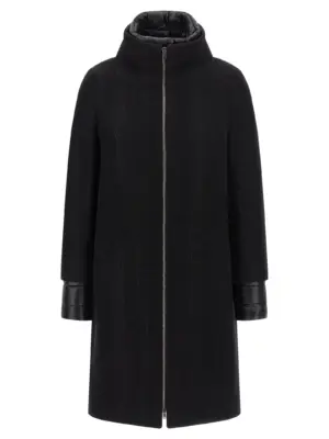 Lamé thread and wool coat HERNO Black