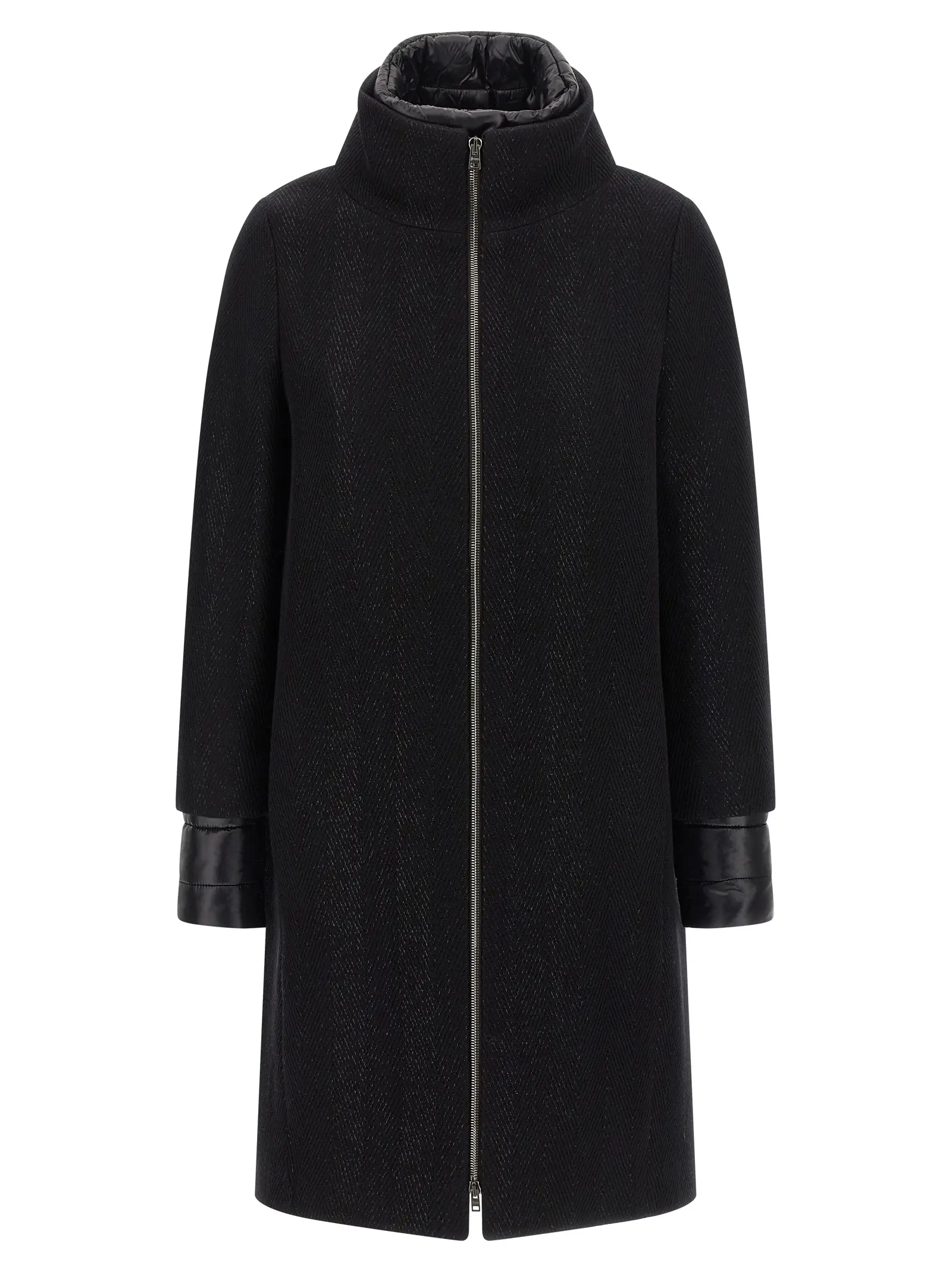 Пальто з ламе та вовни Lamé thread and wool Herno Чорне 1 Lamé thread and wool coat HERNO Black