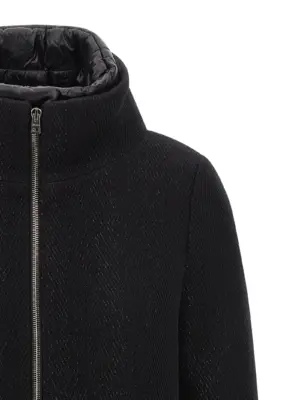 Lamé thread and wool coat Woman HERNO Black