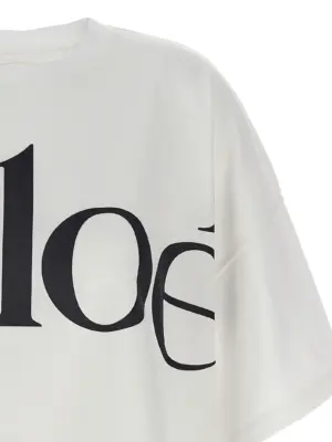 Logo crop T-shirt Woman CHLOÉ White/Black