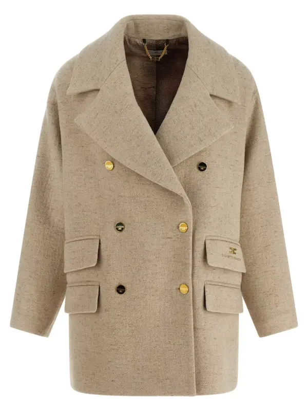 Double-breasted coat ELISABETTA FRANCHI White