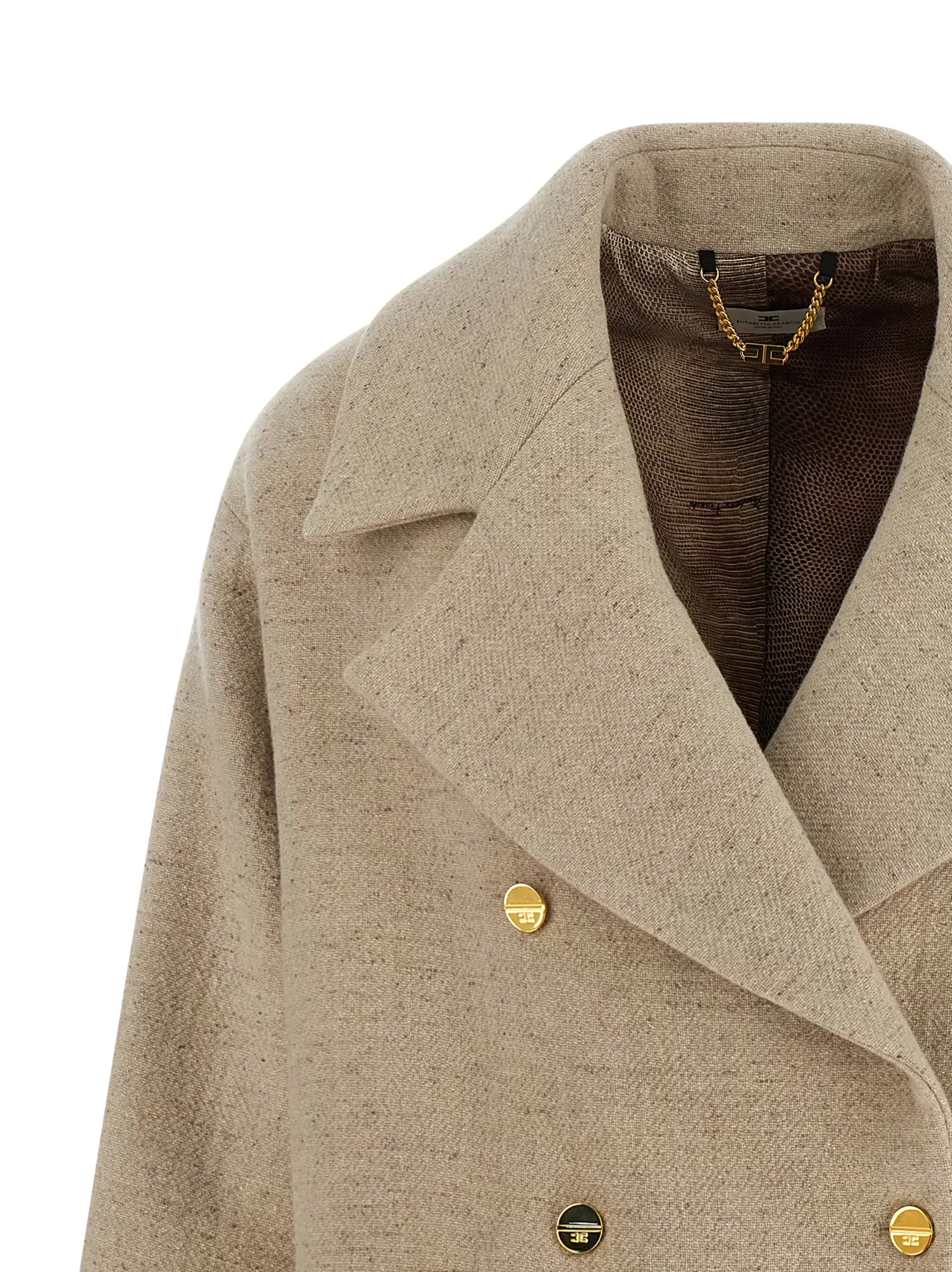 Пальто двобортне Elisabetta Franchi Біле 3 Double-breasted coat Woman ELISABETTA FRANCHI White