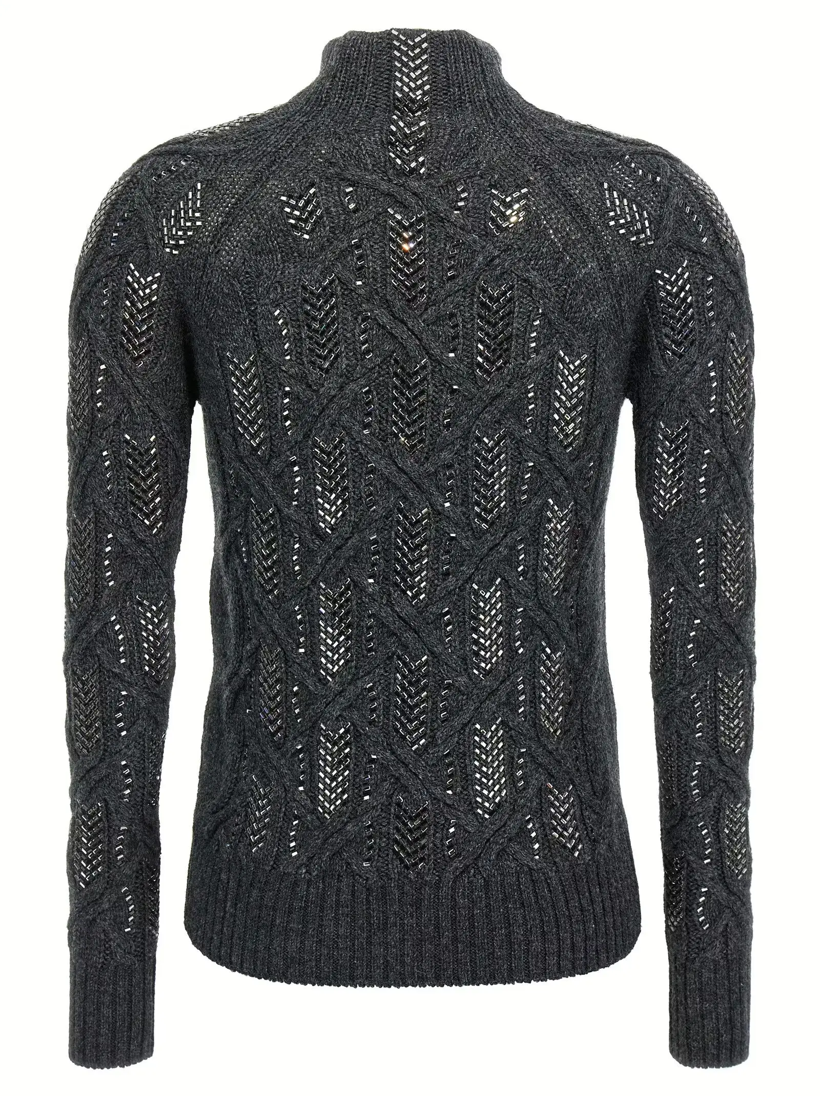 Светр з кристалами Crystal braid Ermanno Scervino Сірий 2 Crystal braid sweater D475M300CTJZWM4516 ERMANNO SCERVINO Gray