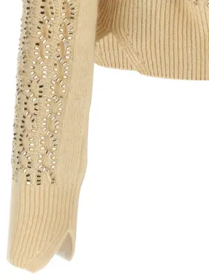 Baguette studded sweater 70% virgin wool 30% cachemire ERMANNO SCERVINO Beige