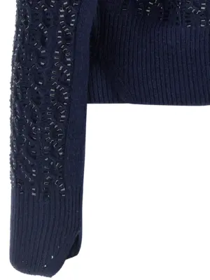 Baguette studded sweater 70% virgin wool 30% cachemire ERMANNO SCERVINO Blue