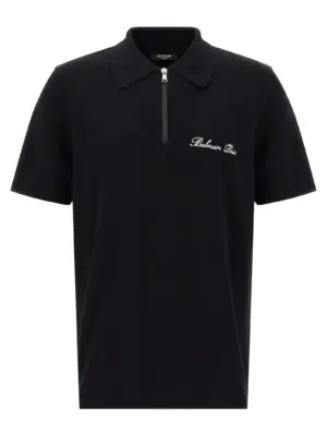 Logo embroidery polo shirt BALMAIN White/Black