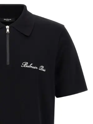 Logo embroidery polo shirt Man BALMAIN White/Black