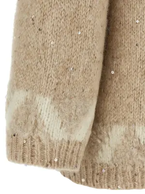'Punto Luce' embroidery sweater 60% alpaca wool 38% polyester 2% polyamide PESERICO Beige