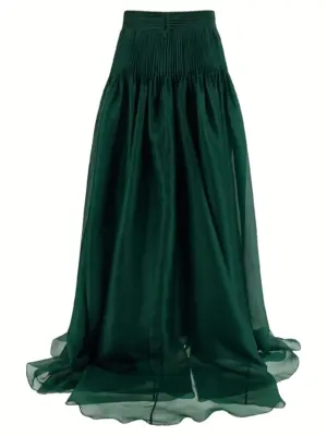 'Pintucked Organza' skirt F2511E319CRG034 CAROLINA HERRERA Green