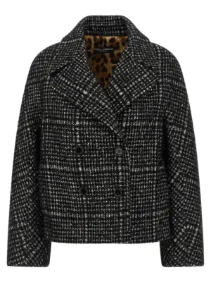 Houndstooth coat DOLCE & GABBANA White/Black