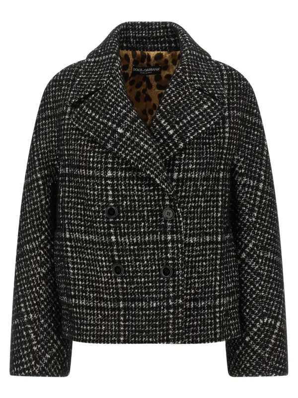 Houndstooth coat DOLCE & GABBANA White/Black