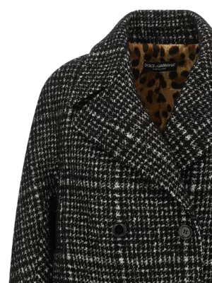 Houndstooth coat Woman DOLCE & GABBANA White/Black
