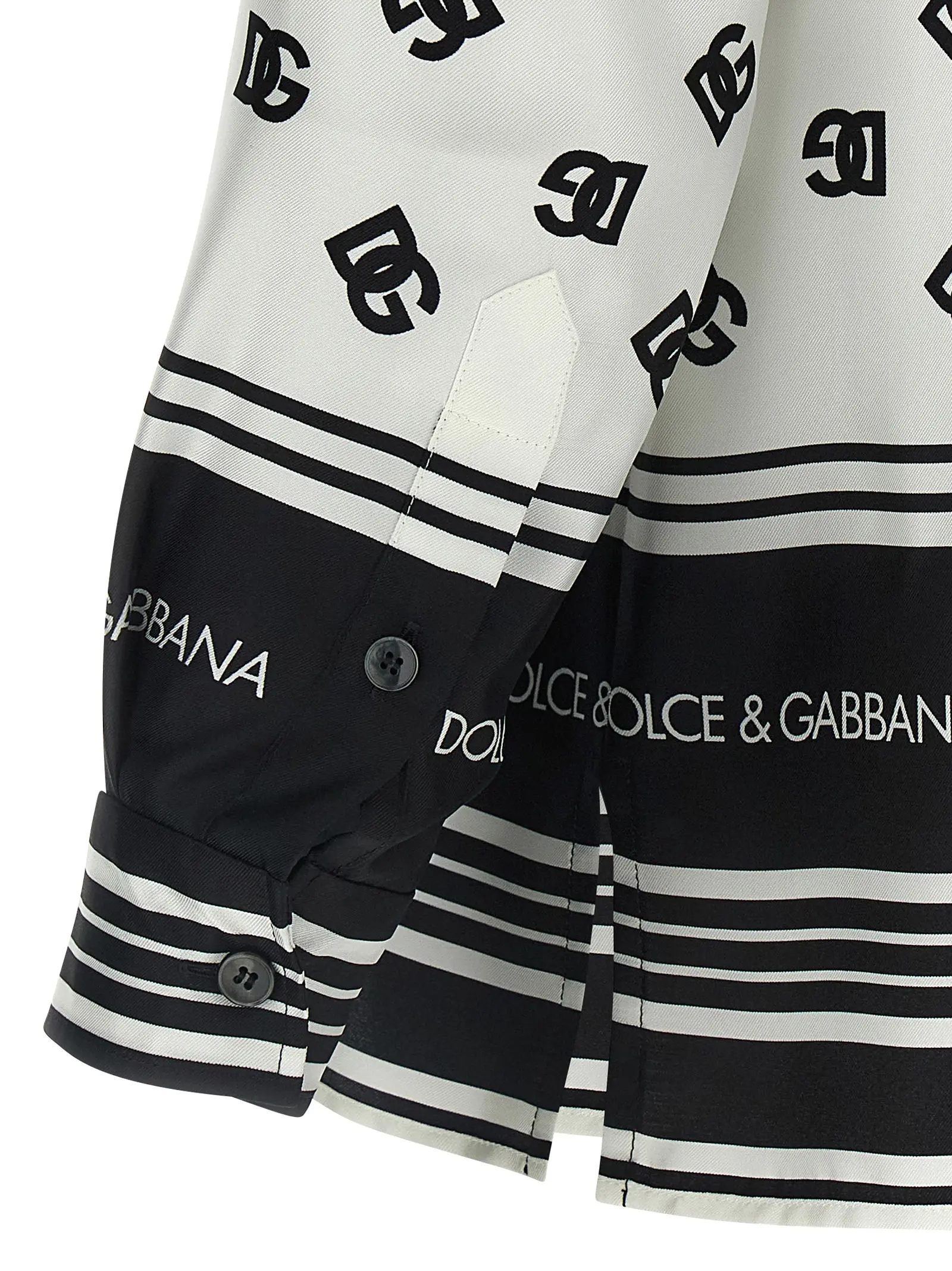 Сорочка DG print Dolce Gabbana Чорно-біла 4 DG print shirt 100% silk DOLCE & GABBANA White/Black
