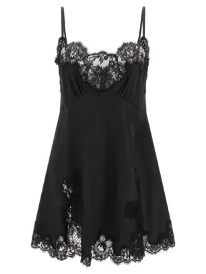 Satin and lace dress DOLCE & GABBANA Black