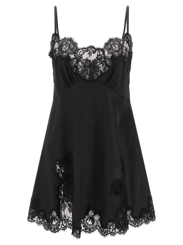 Satin and lace dress DOLCE & GABBANA Black