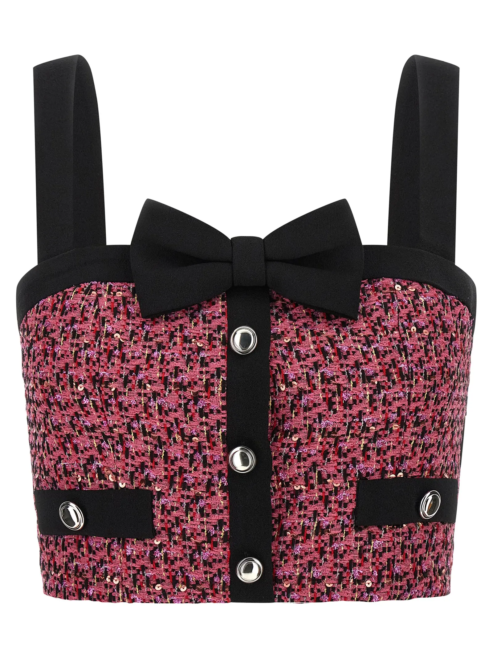 Топ Alessandra Rich Tweed Рожевий 1 Tweed top ALESSANDRA RICH Pink