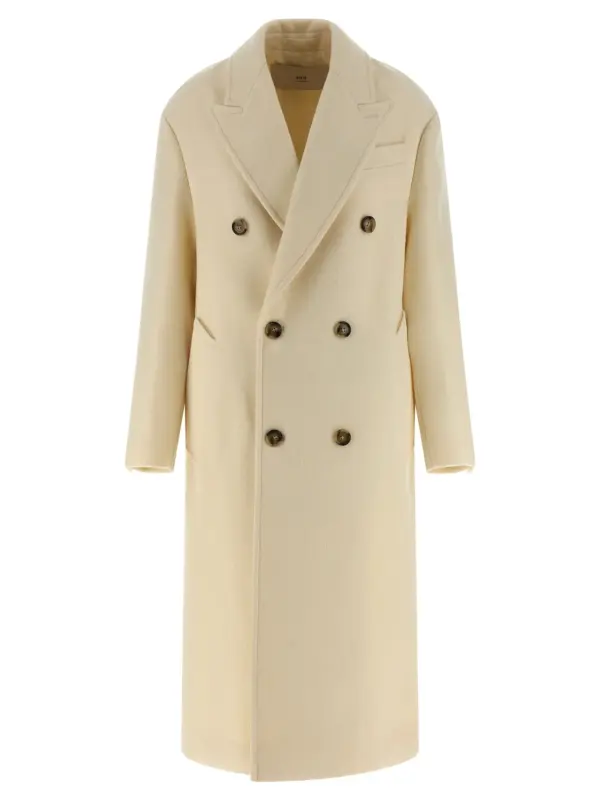 Double-breasted coat AMI PARIS White