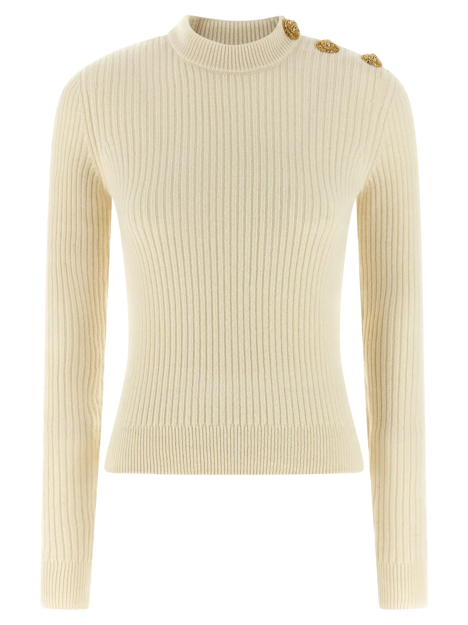 Светр Balmain Вʼязаний Білий 1 Ribbed sweater BALMAIN White