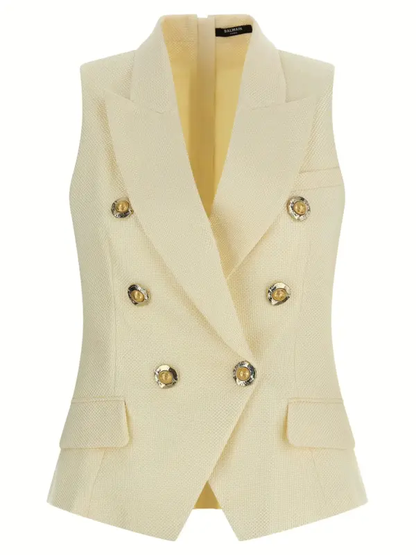'Gold and Gold Coin' vest BALMAIN White