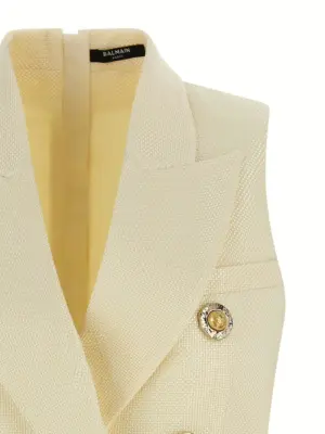 'Gold and Gold Coin' vest Woman BALMAIN White