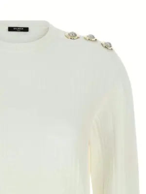 Maxi shoulder top Woman BALMAIN White