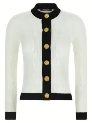 Two-tone cardigan BALMAIN White/Black
