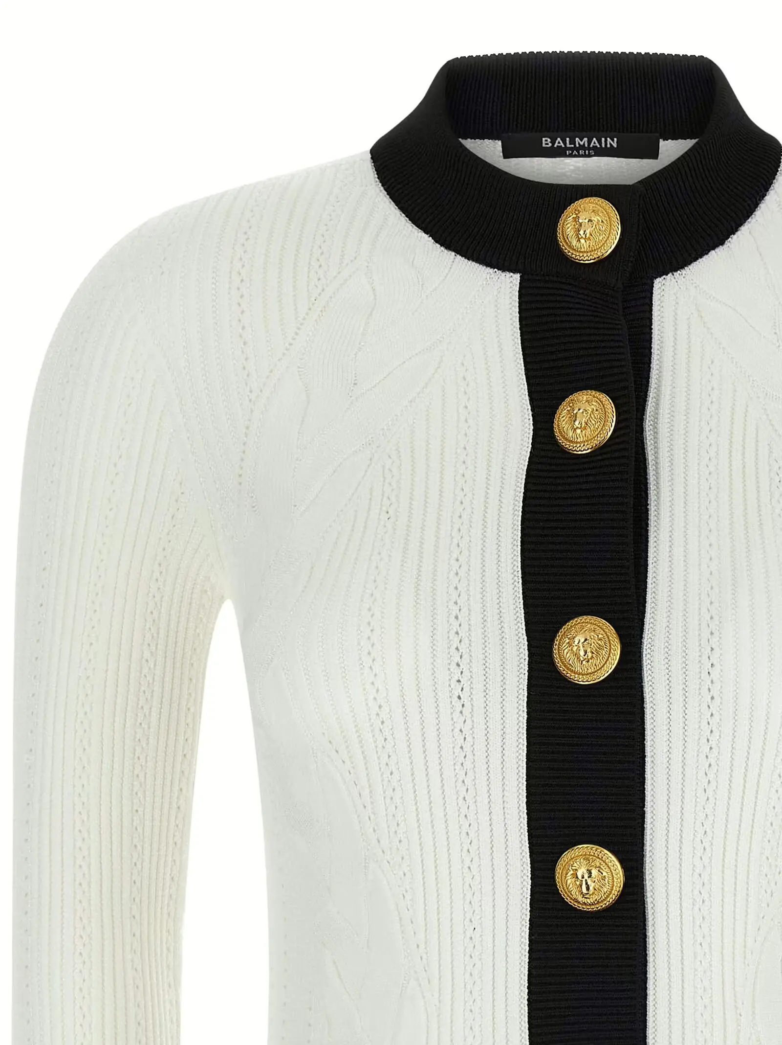 Кардиган двокольоровий Balmain Чорно-білий 3 Two-tone cardigan Woman BALMAIN White/Black