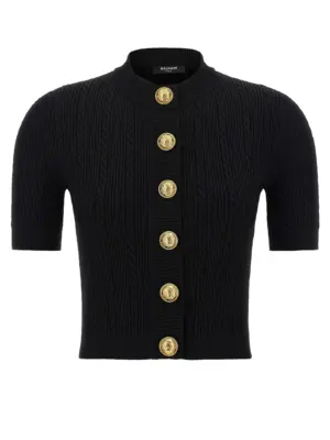 Short sleeve cardigan BALMAIN Black
