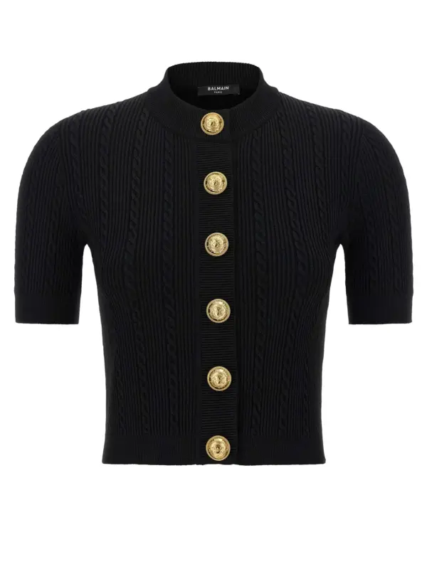 Short sleeve cardigan BALMAIN Black
