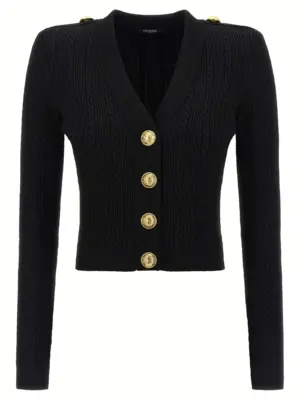 Twisted knit cardigan BALMAIN Black