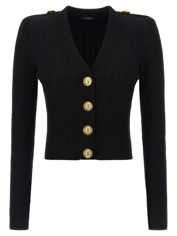 Twisted knit cardigan BALMAIN Black