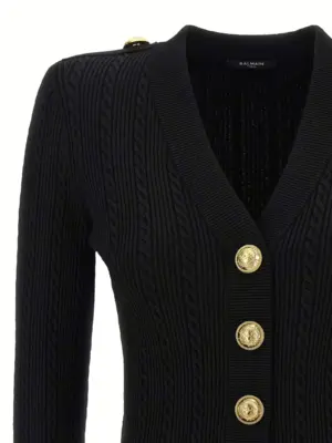 Twisted knit cardigan Woman BALMAIN Black