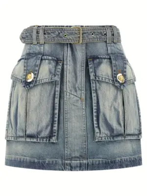 Cargo pocket skirt BALMAIN Light Blue
