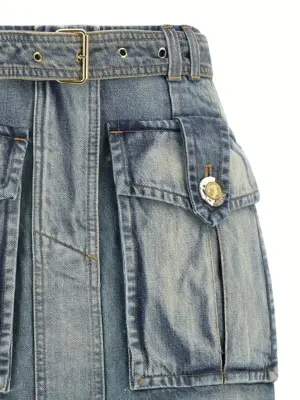 Cargo pocket skirt Woman BALMAIN Light Blue