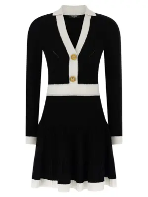 Two-tone dress BALMAIN White/Black