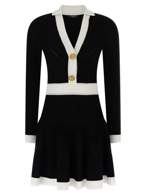 Two-tone dress BALMAIN White/Black