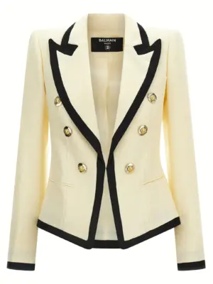 Maxi shoulder strap blazer BALMAIN White/Black