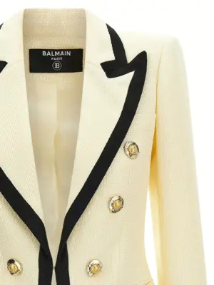 Maxi shoulder strap blazer Woman BALMAIN White/Black