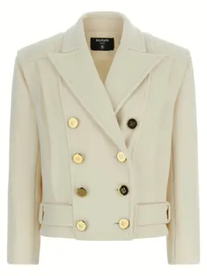 Double-breasted coat BALMAIN White