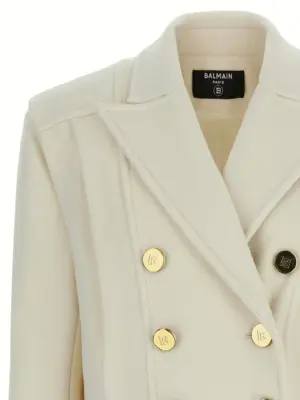 Double-breasted coat Woman BALMAIN White
