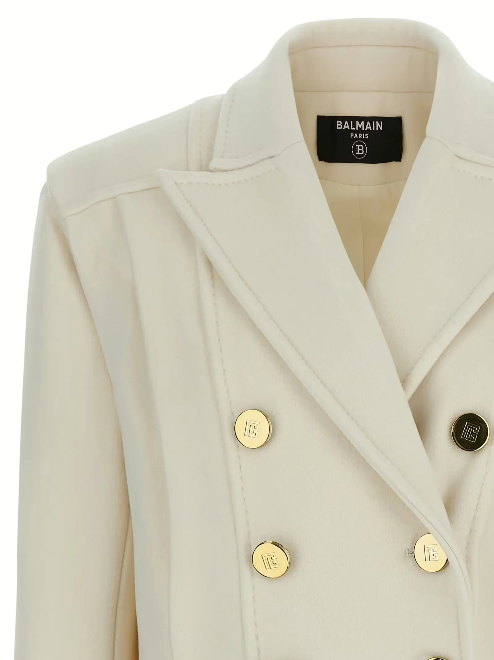 Пальто двобортне Balmain Біле 3 Double-breasted coat Woman BALMAIN White